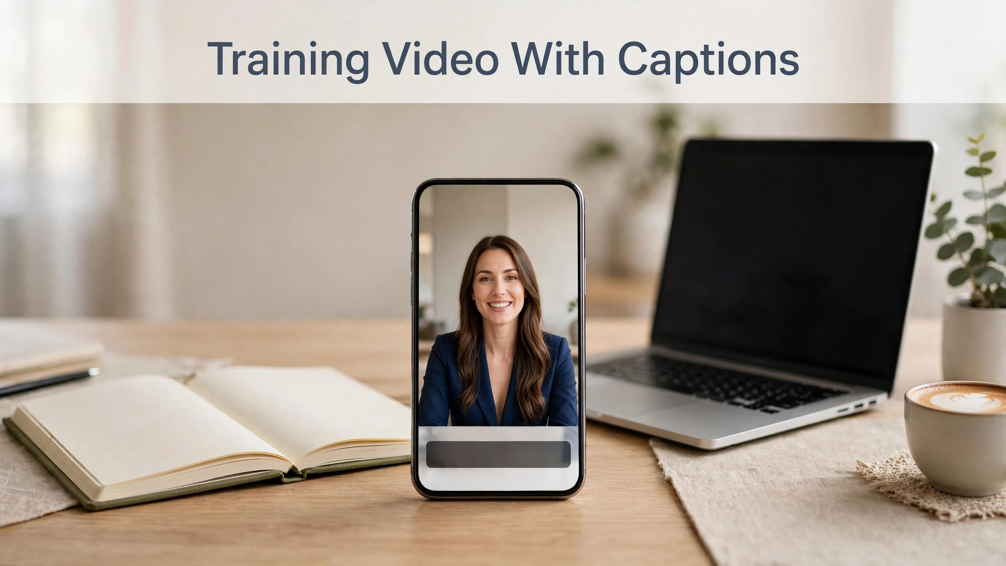phone mockup of a training video with captions