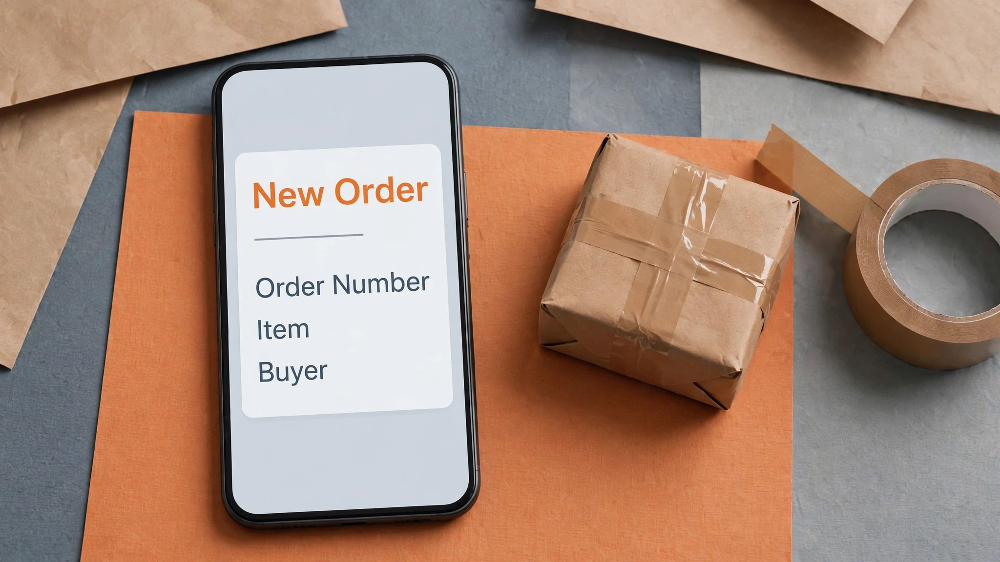 phone mockup of a new order notification