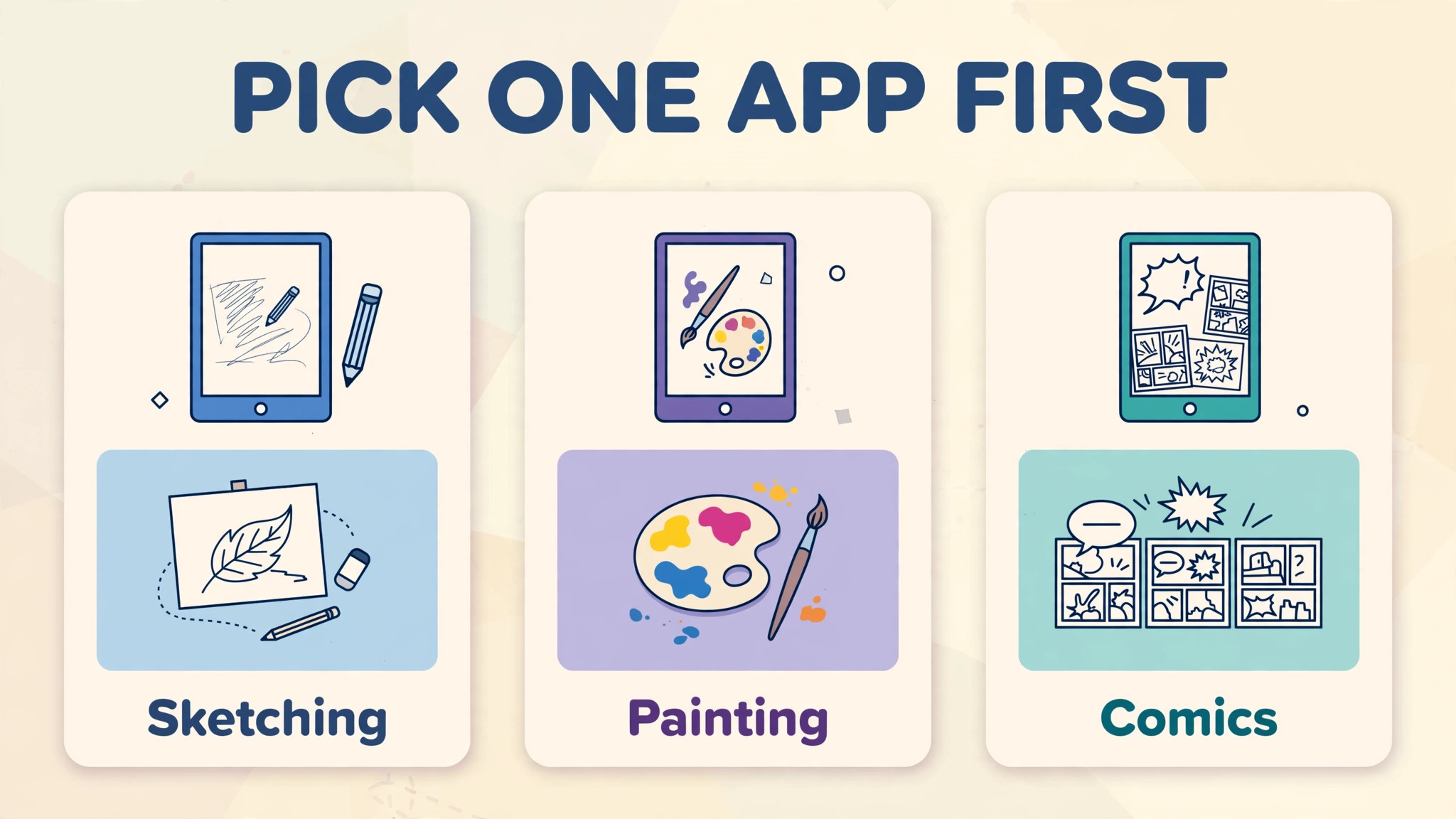Comparison of drawing app interfaces side by side for beginners