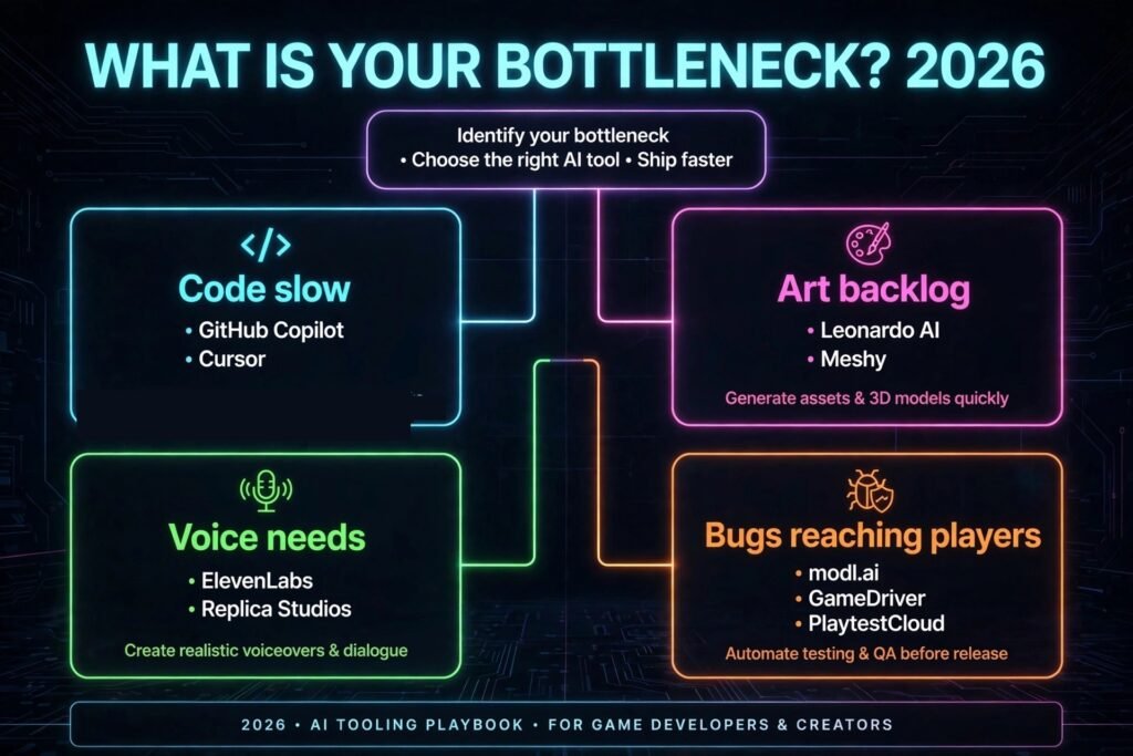 Decision flowchart, pick the right game developer tool for your bottleneck
