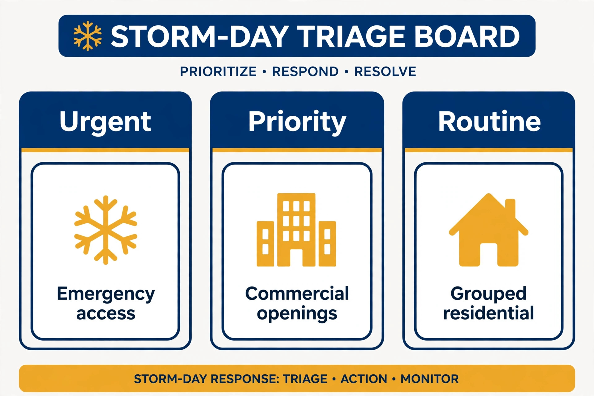 Storm Day Dispatch Checklist visual for a snow removal service