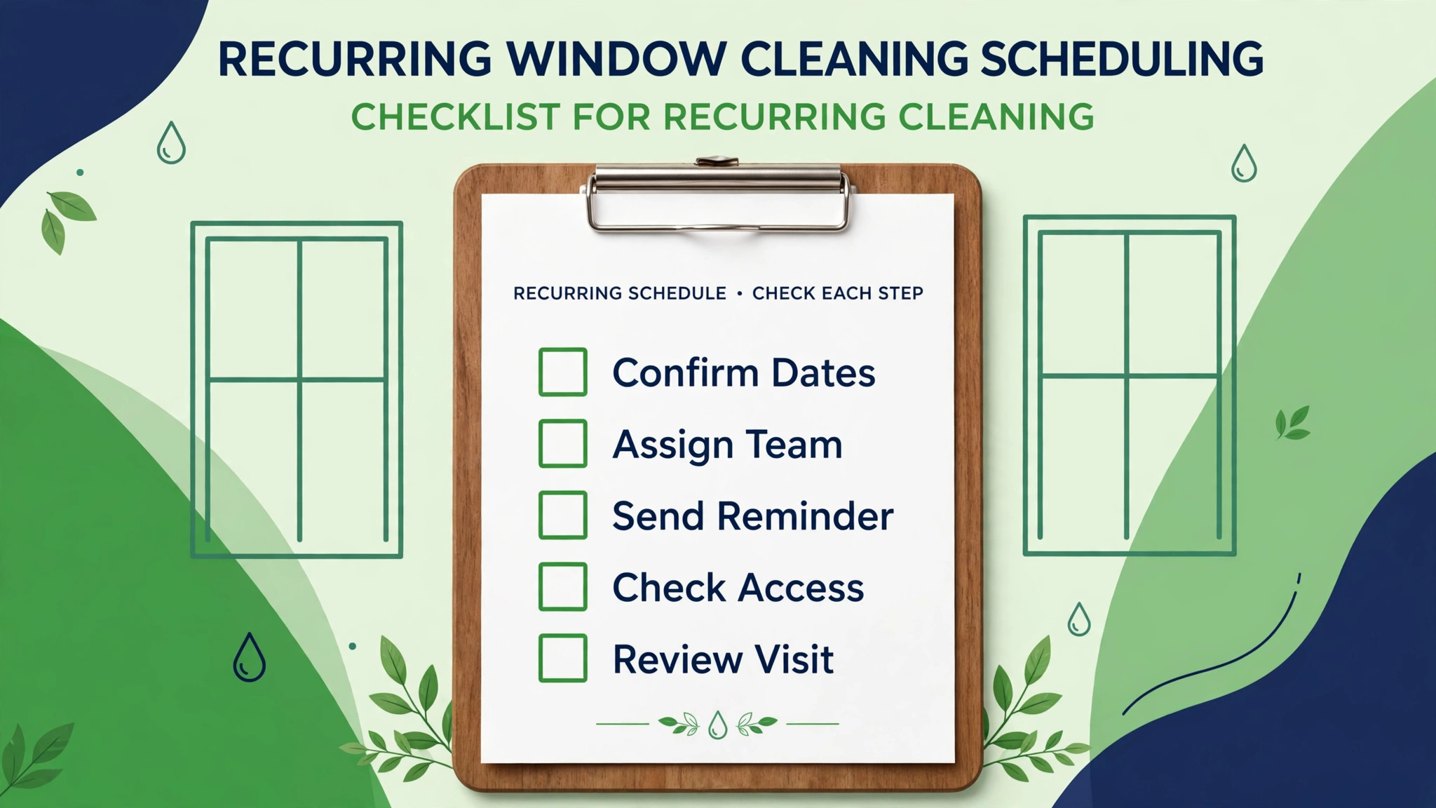 Recurring Service Scheduling Checklist visual for a window cleaning service