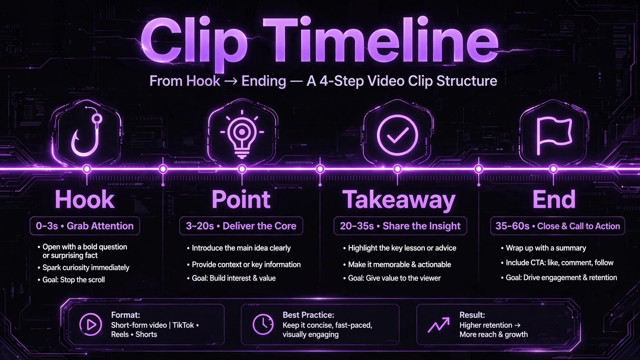 Clip timeline from hook to ending