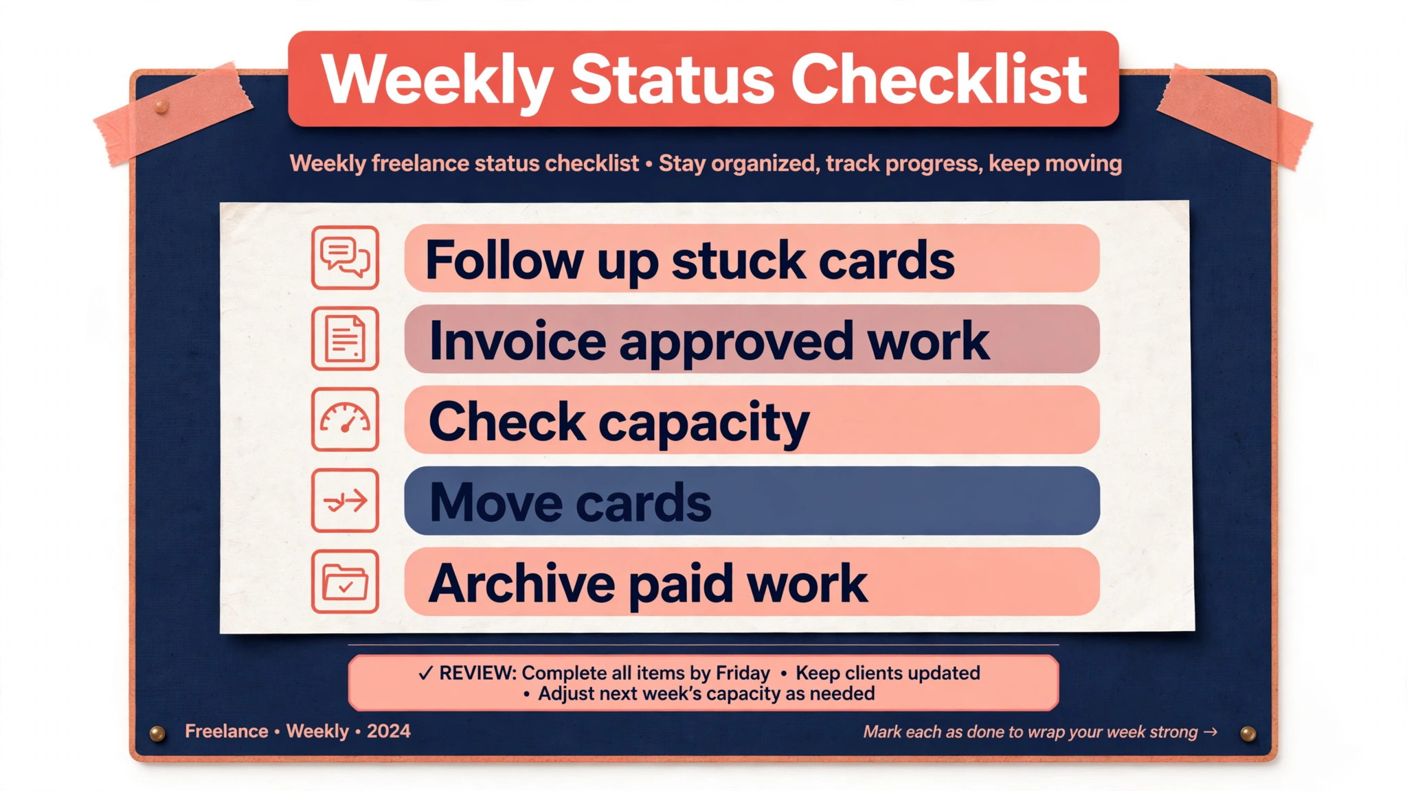 Weekly freelance status checklist