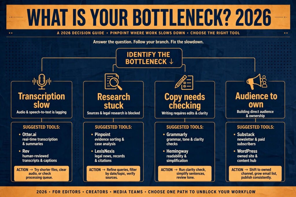 Decision flowchart, pick the right journalist tool for your bottleneck