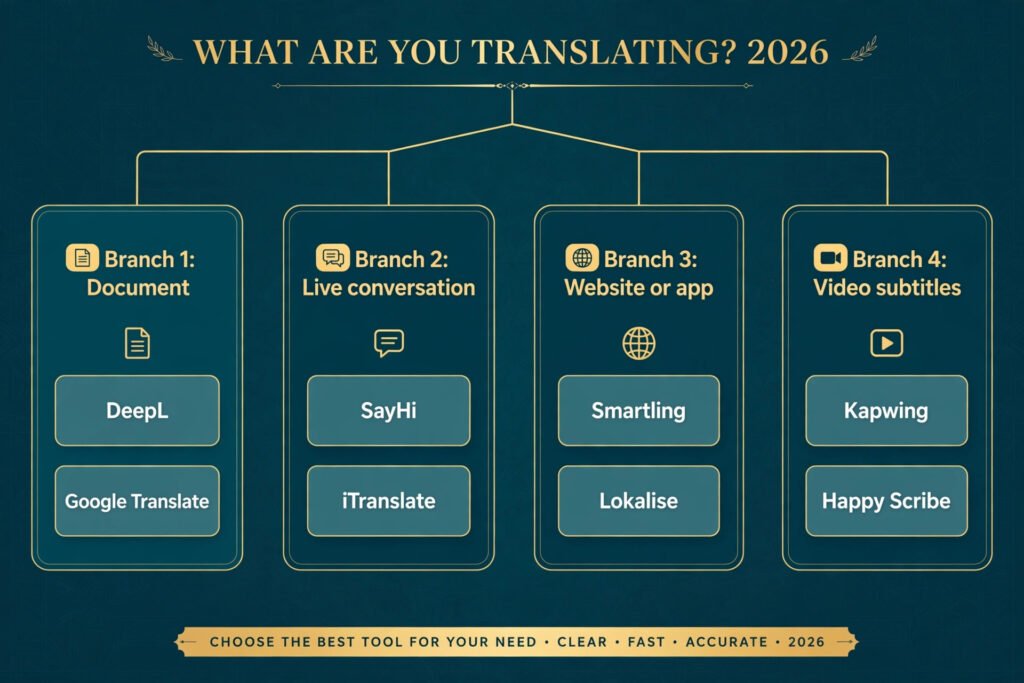 Decision flowchart, pick the right translation tool for your job