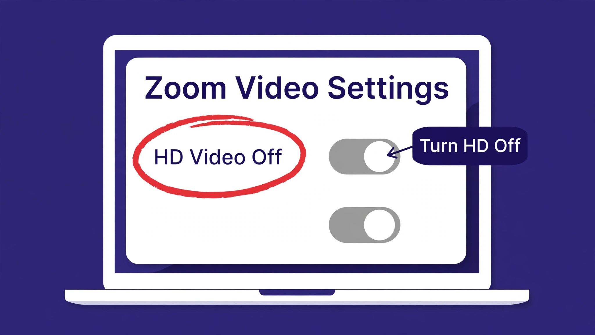 Annotated Zoom video settings for stable meetings
