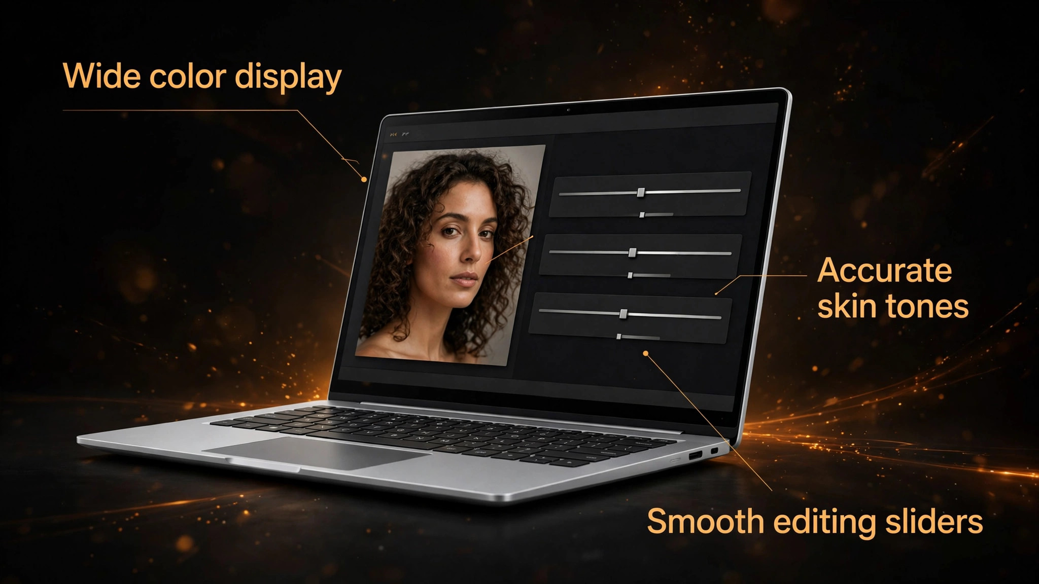 Annotated MacBook Air screen with P3 color notes