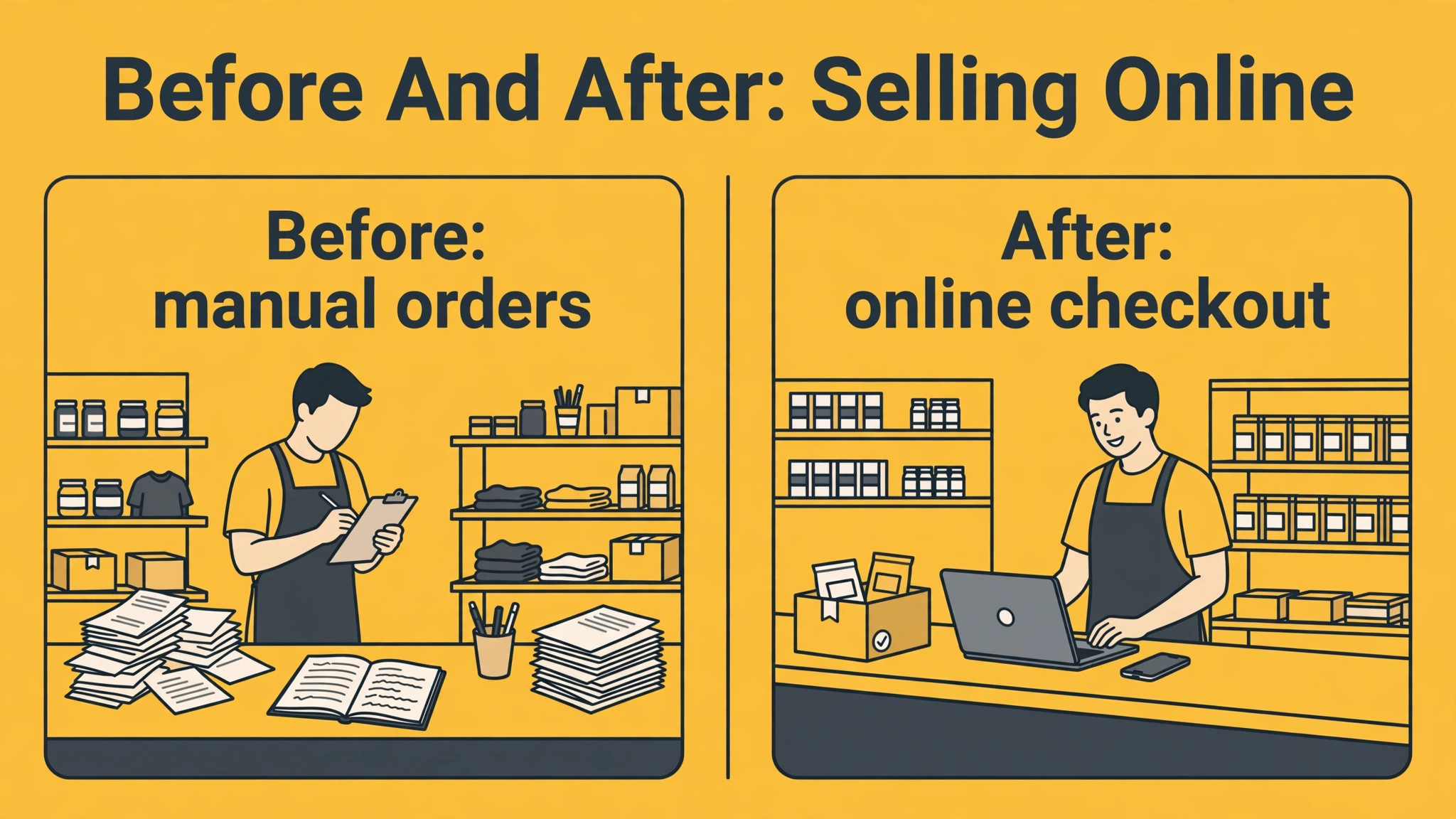 Shopify before/after visual for monthly pricing
