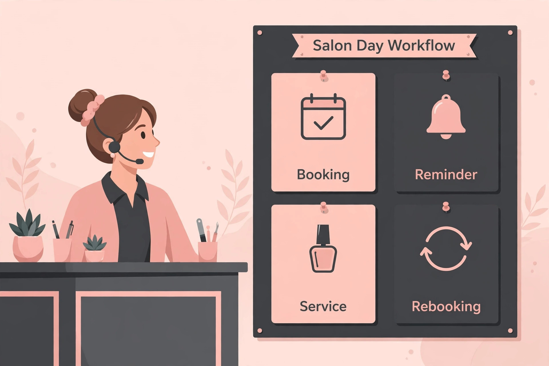 workflow image illustrating a key idea for a nail salon