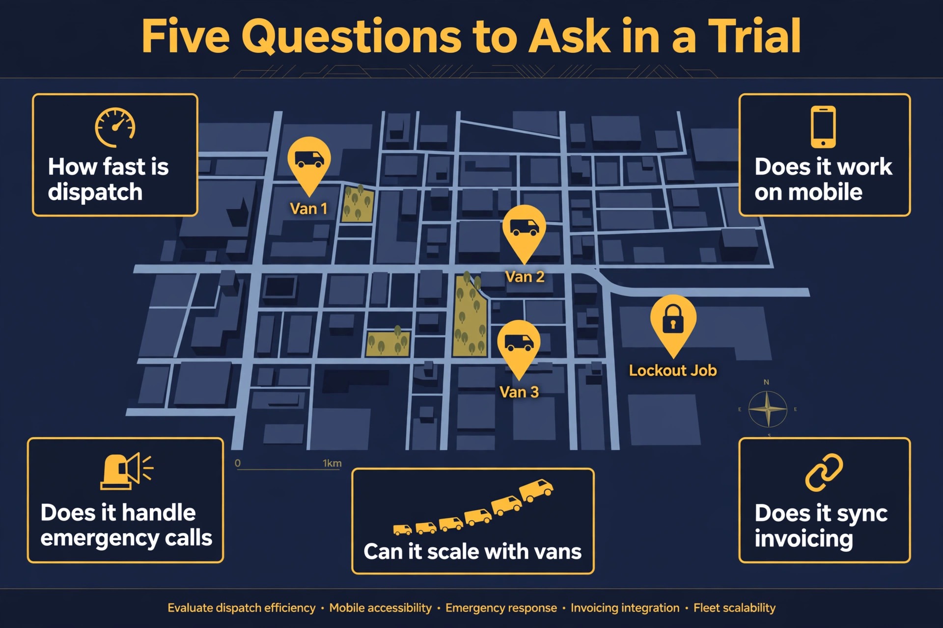 map visual showing van positions on a dispatch board.