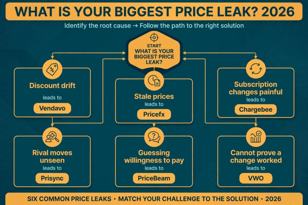 Decision flowchart, pick the right pricing tool for your biggest price leak