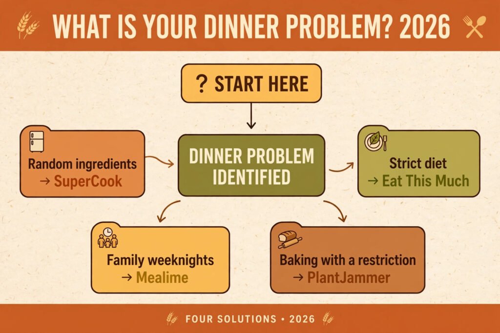 Decision flowchart, pick the right recipe generator for your dinner problem