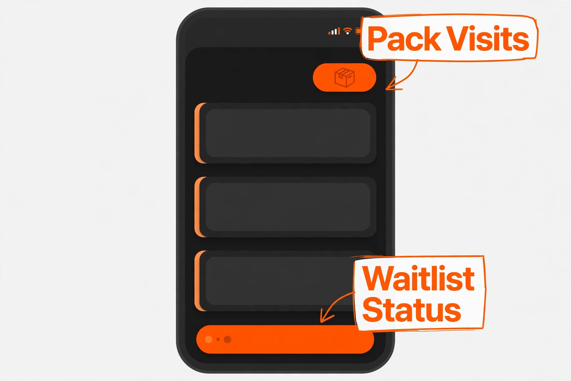 Annotated fitness booking app mockup