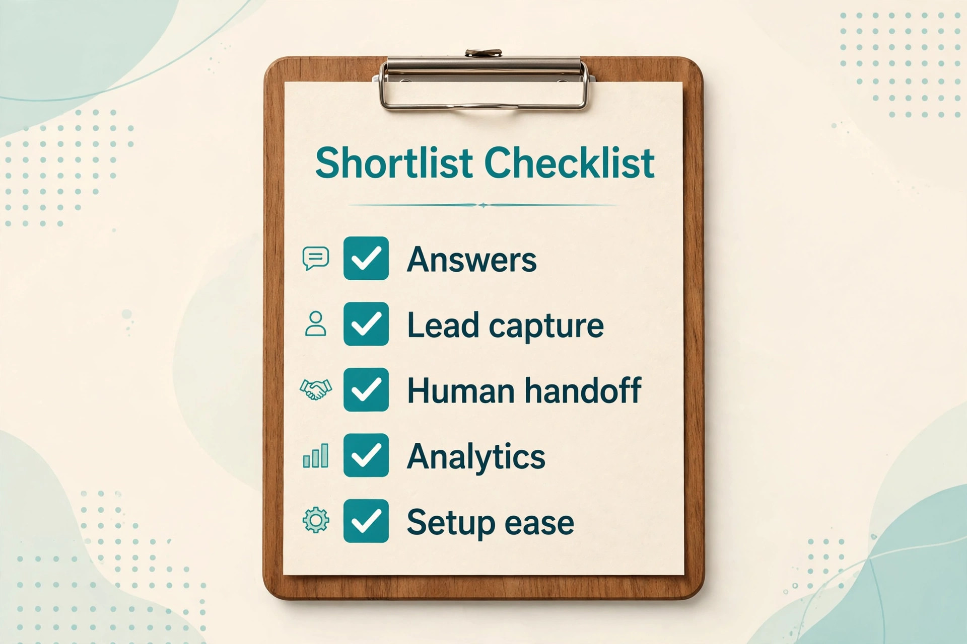checklist visual for the chatbot shortlist.