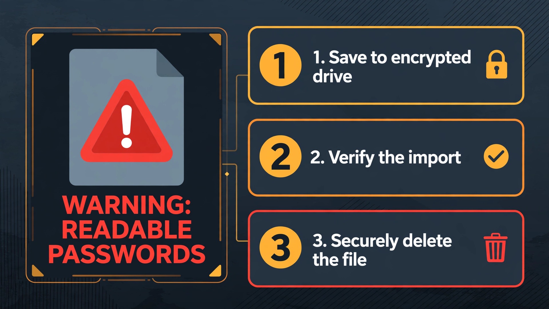Annotated example of export security warnings and secure file deletion