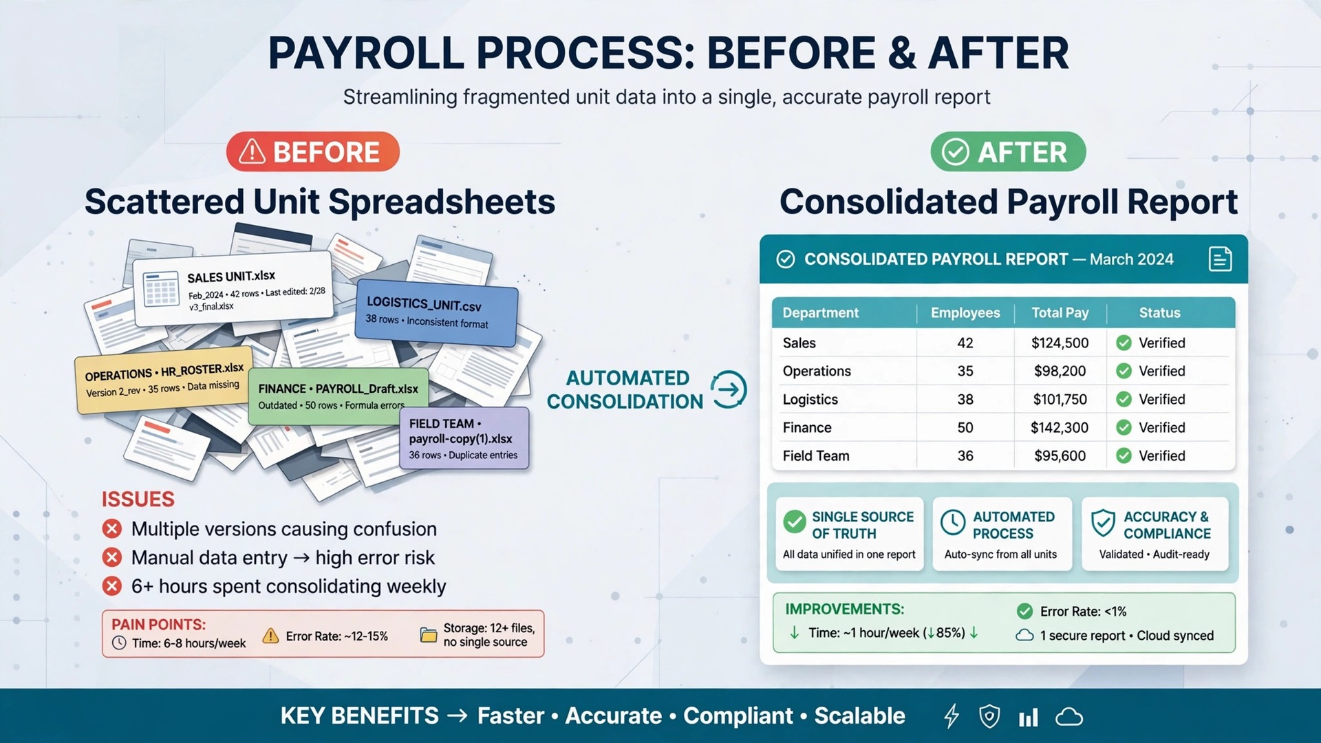 before and after franchise payroll comparison