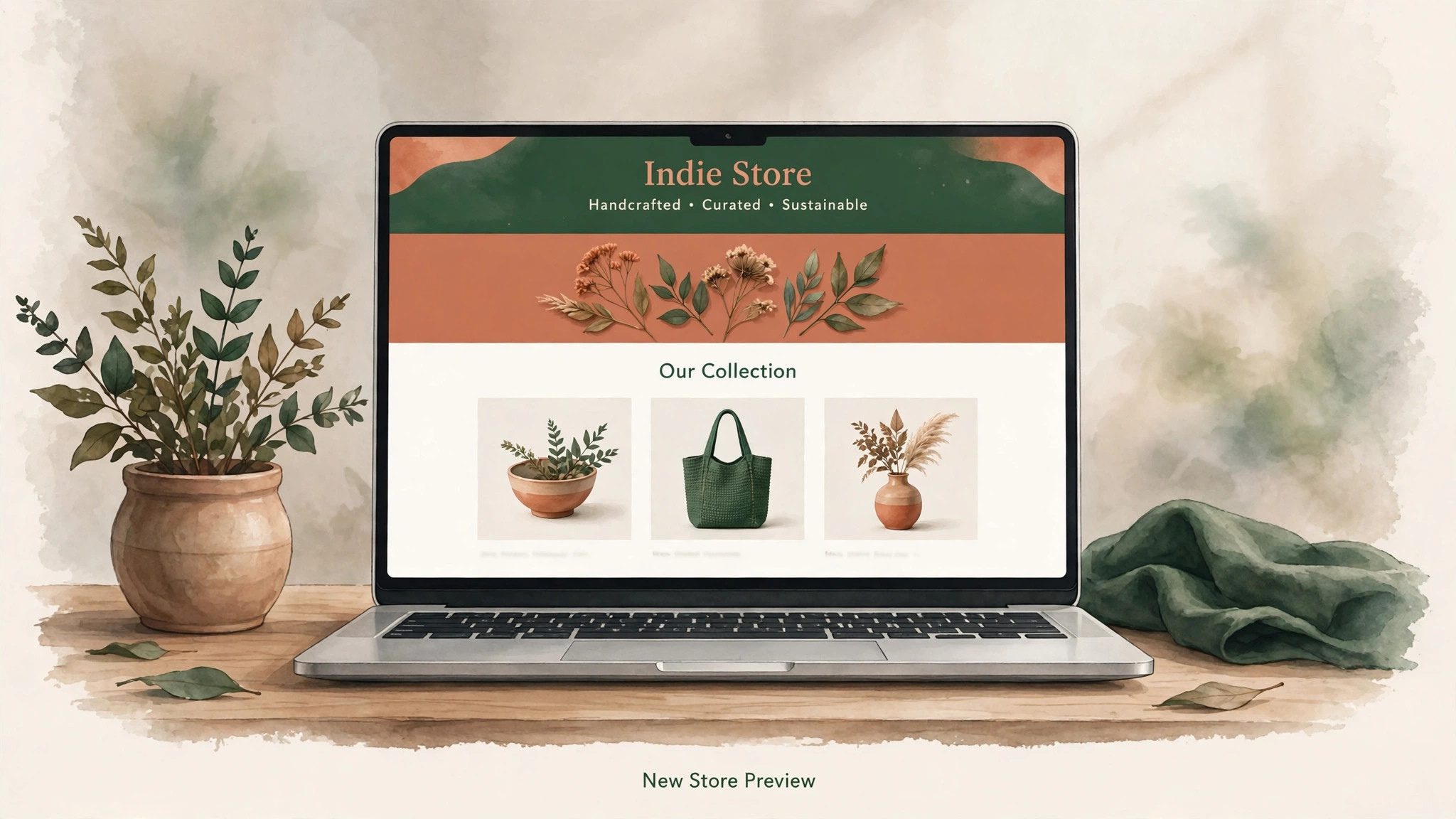 new store preview on a laptop screen