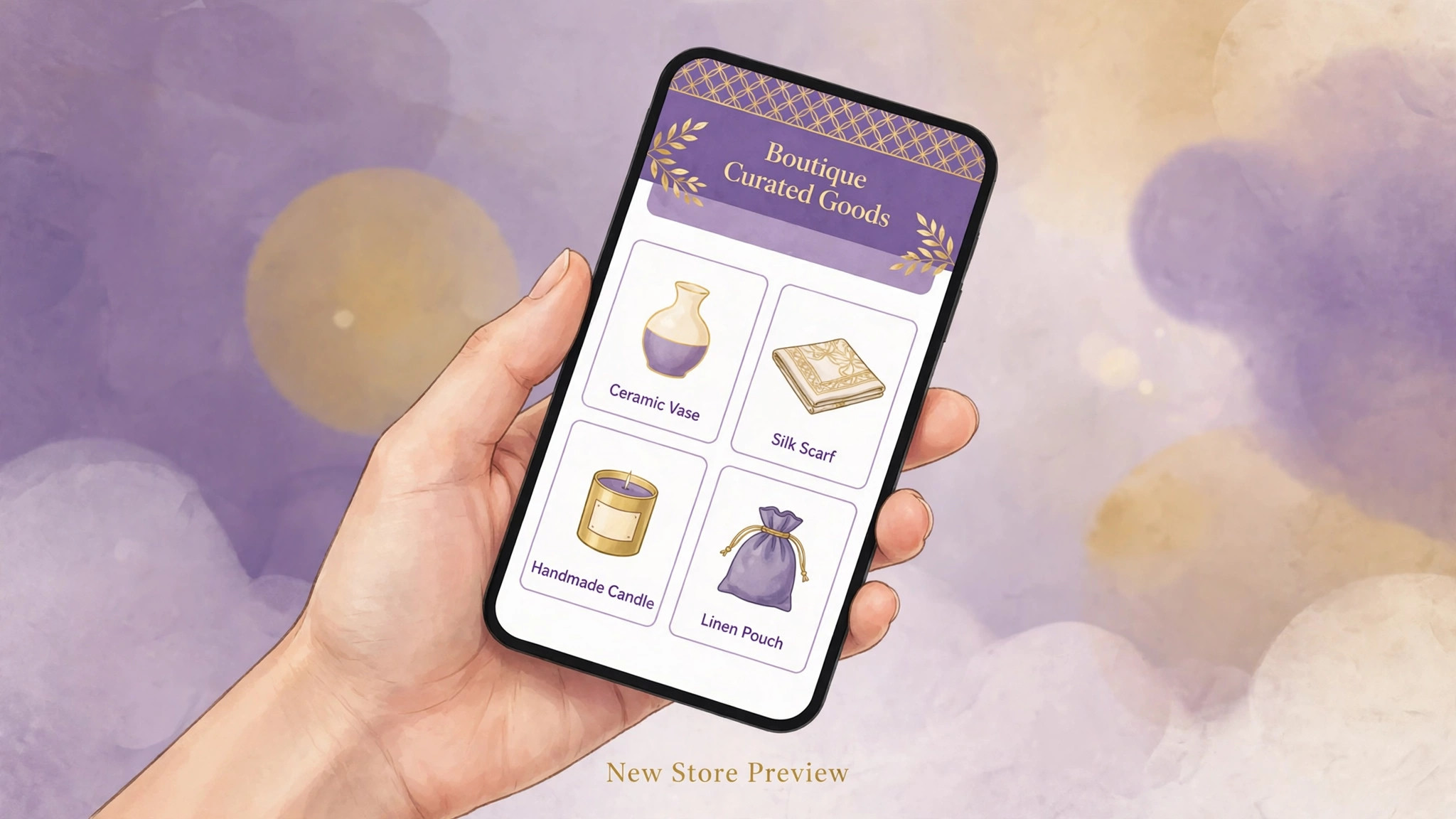 new store preview on a phone screen