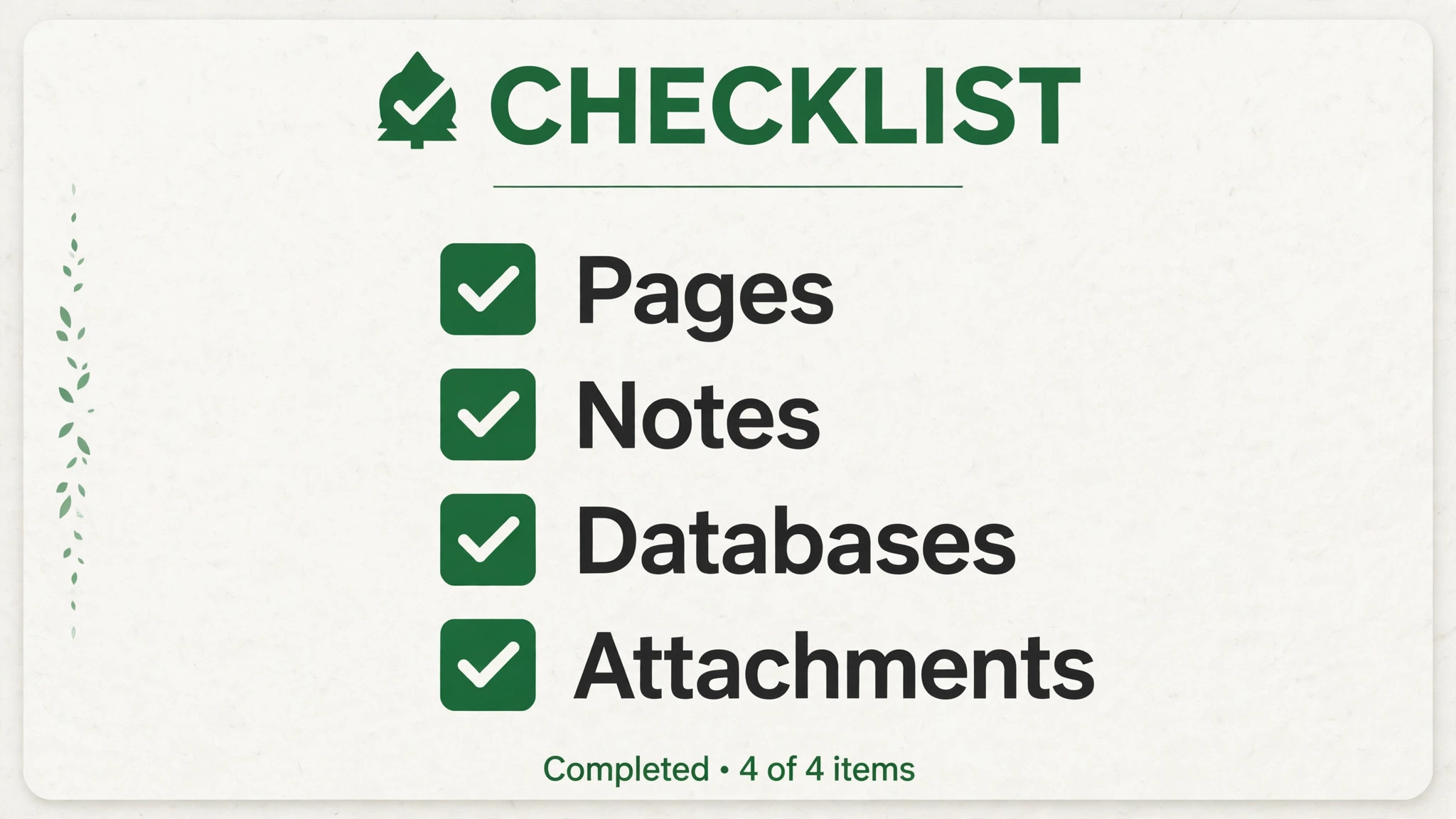 Checklist for Notion to Evernote migration tasks