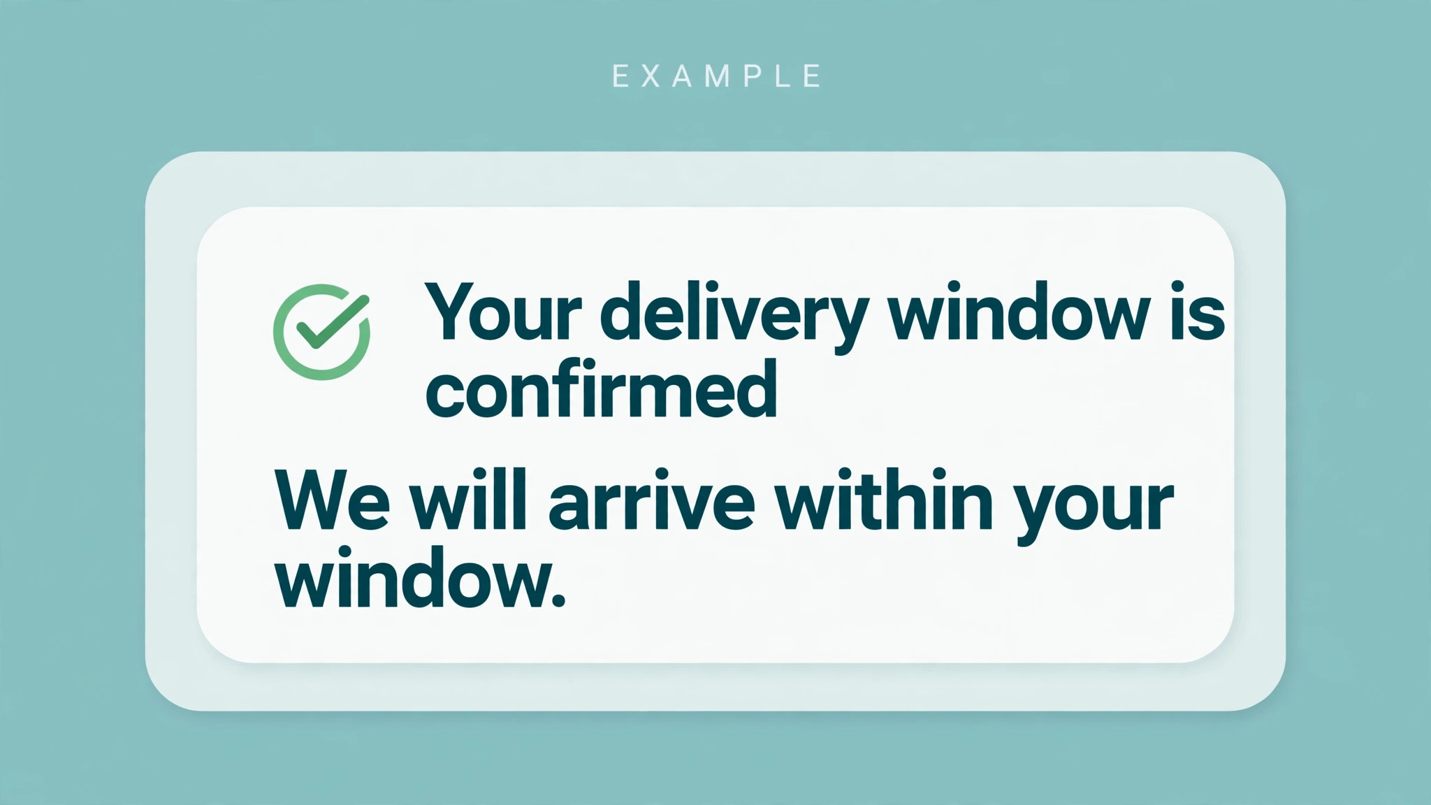 Mockup of a customer ETA message with a delivery window.