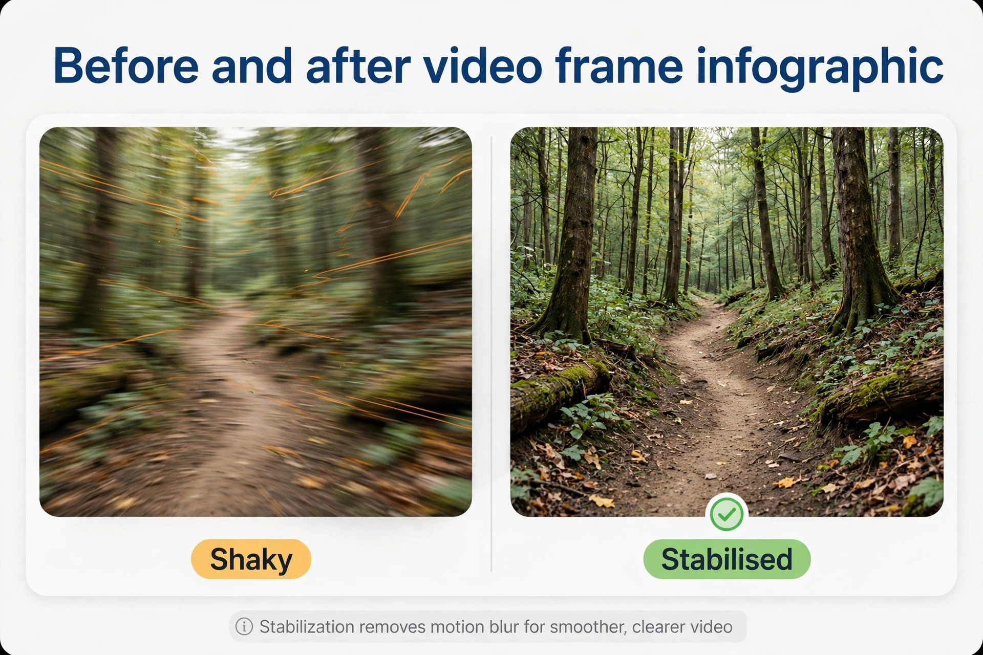Shaky unstabilised trail clip beside stabilised trail clip