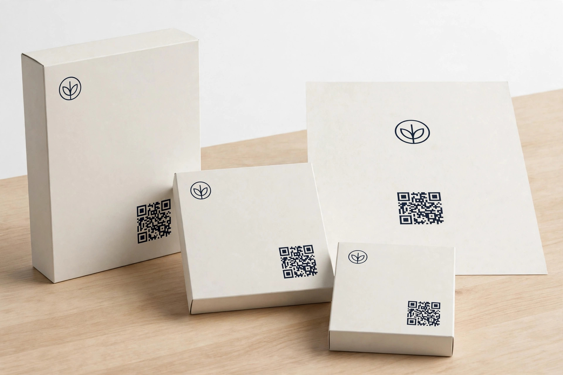 Mockup of QR codes on packaging and posters