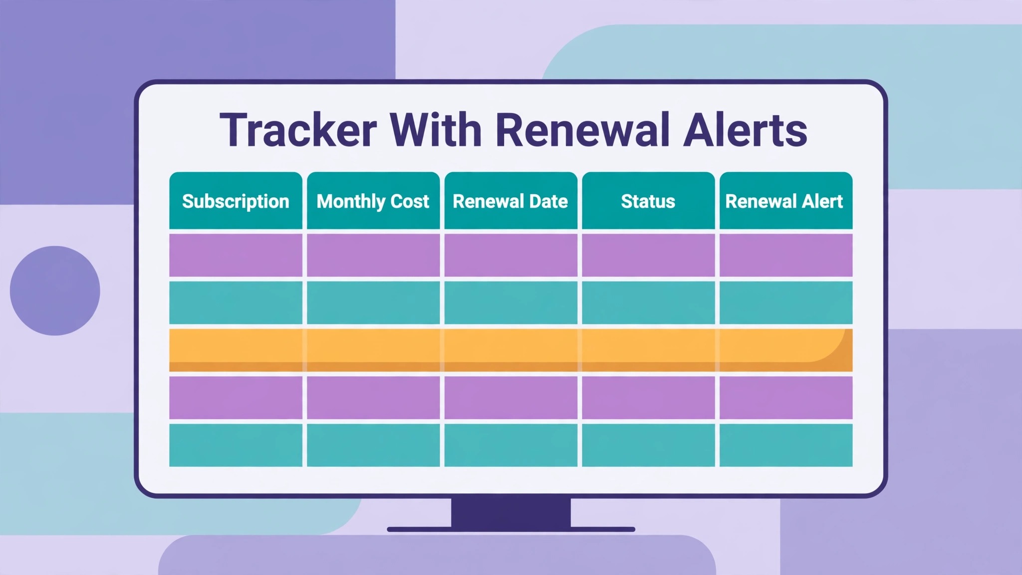 spreadsheet tracker with renewal alerts highlighted