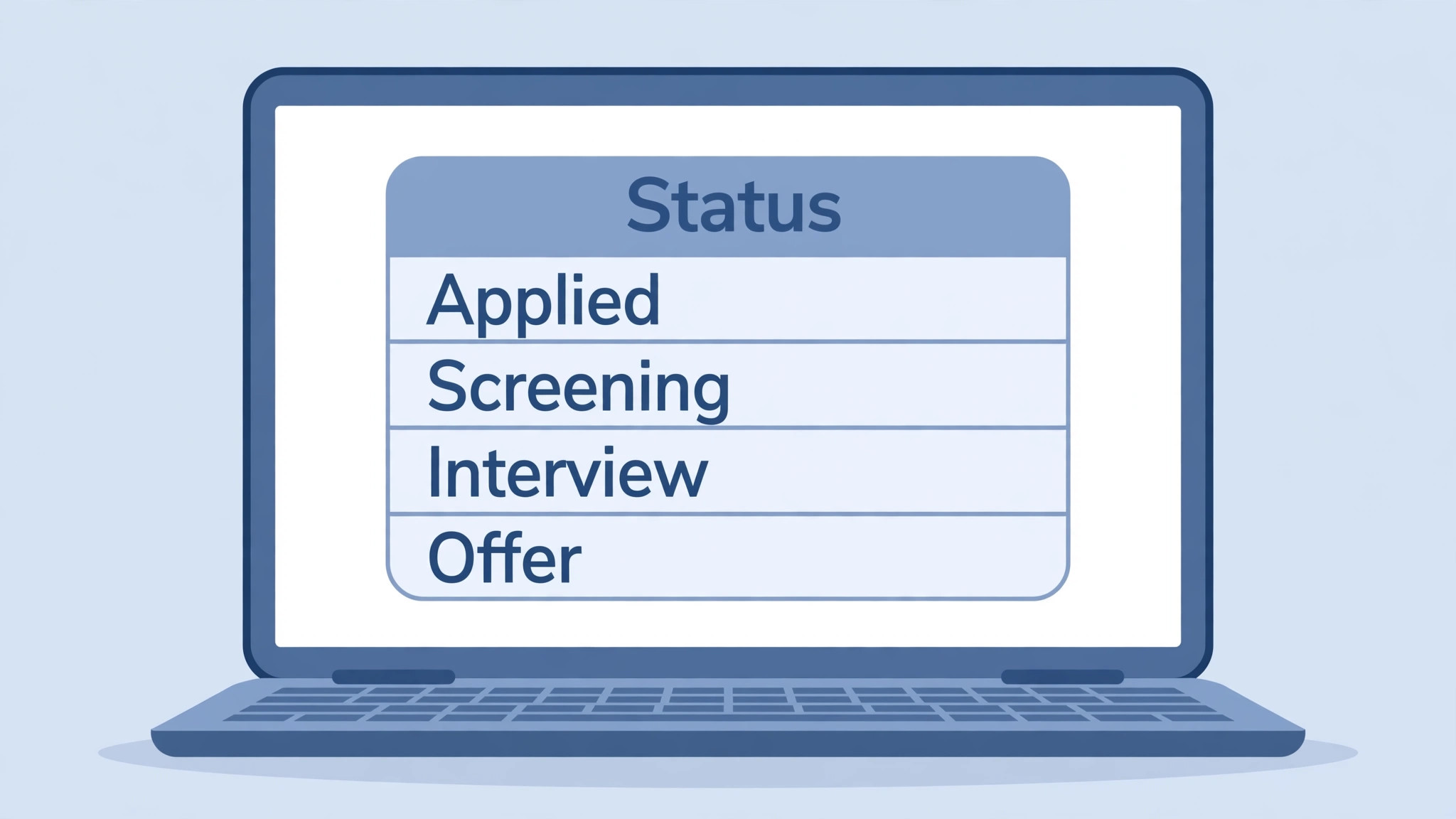 Notion database view showing application statuses