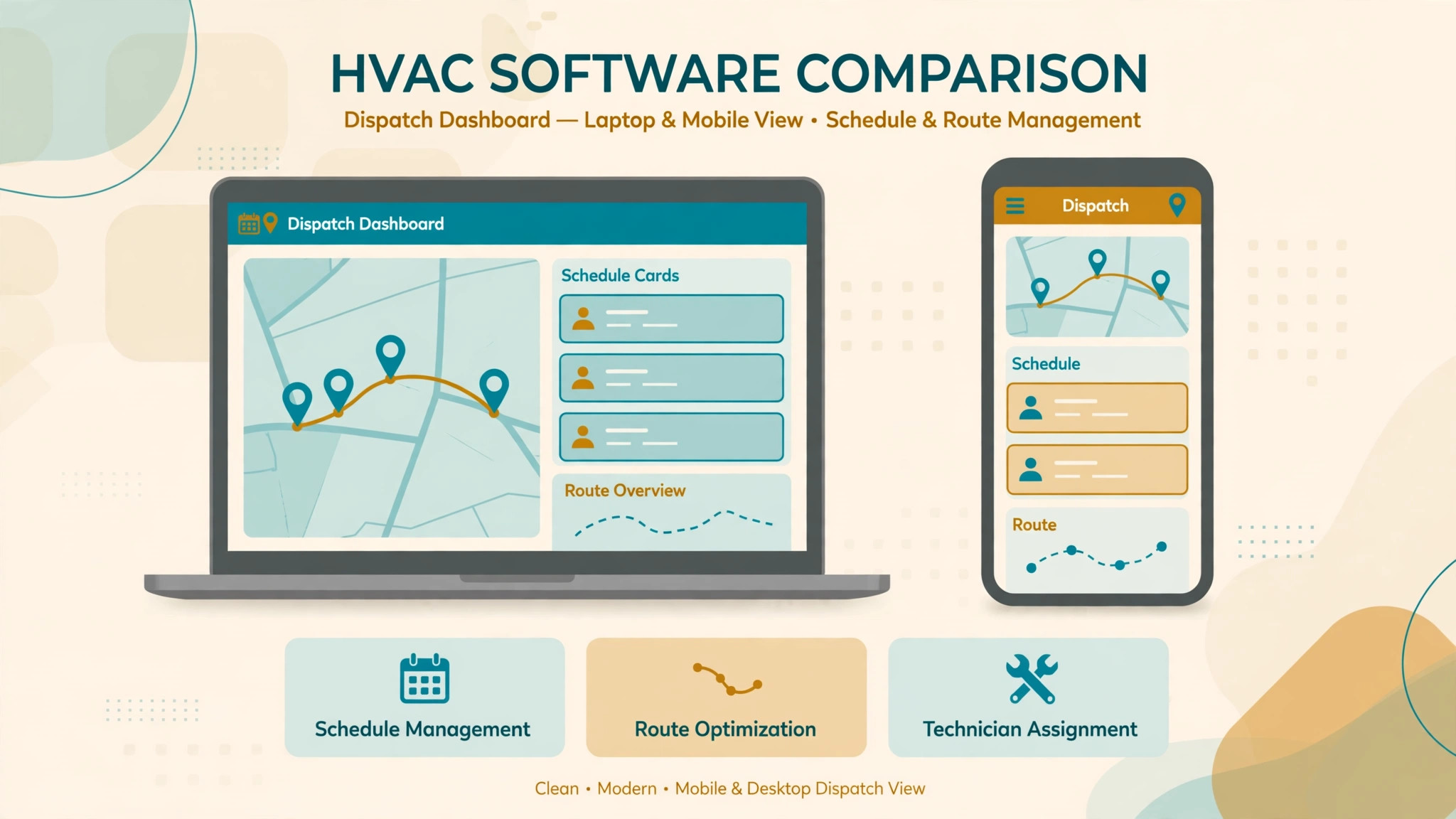 software shortlist comparison visual for a HVAC business