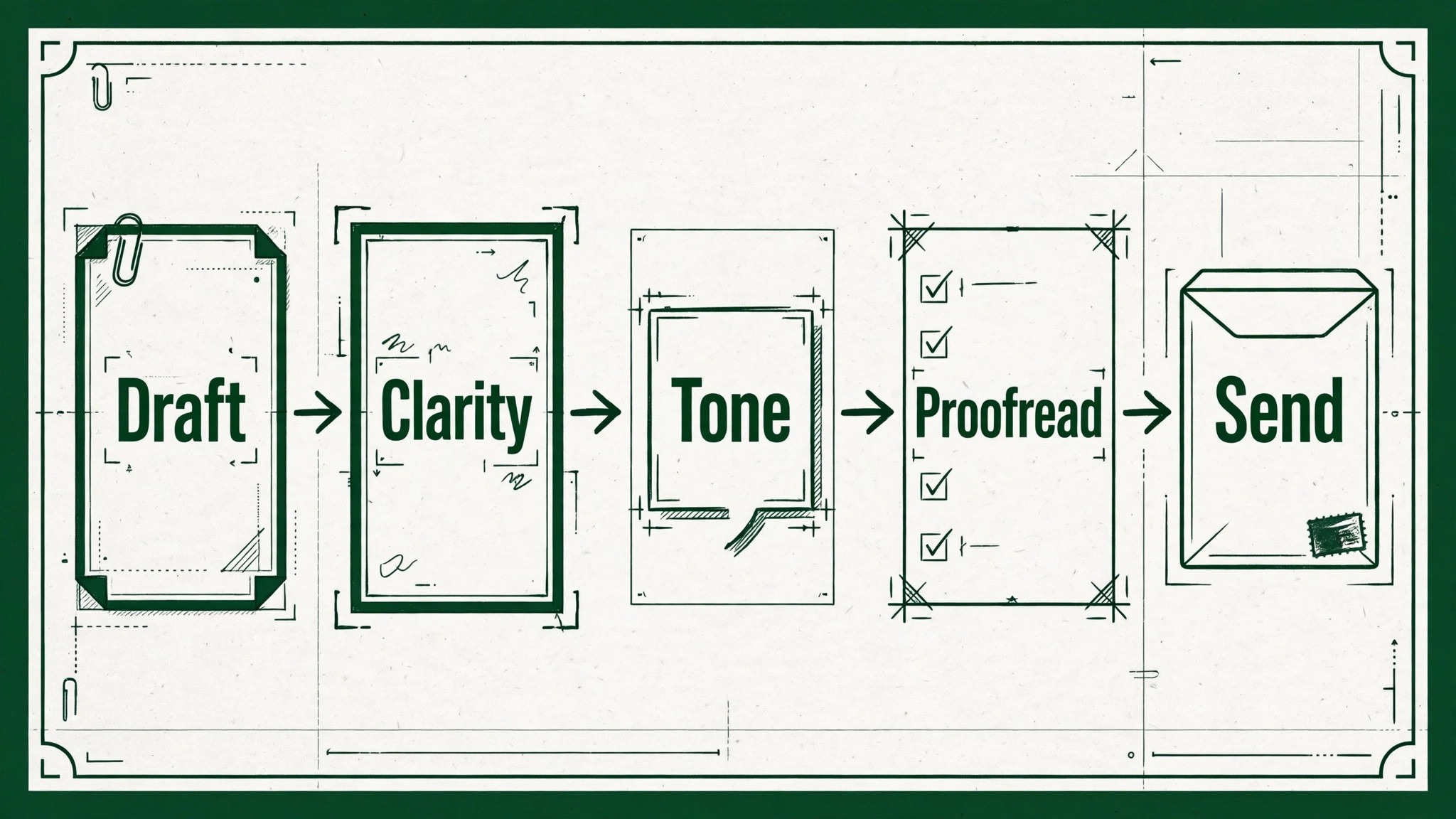 Annotated email editing pass stages