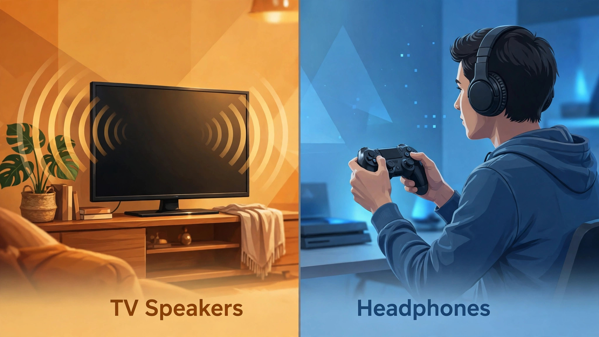 Comparison of television speakers and headphones for PS5 sound
