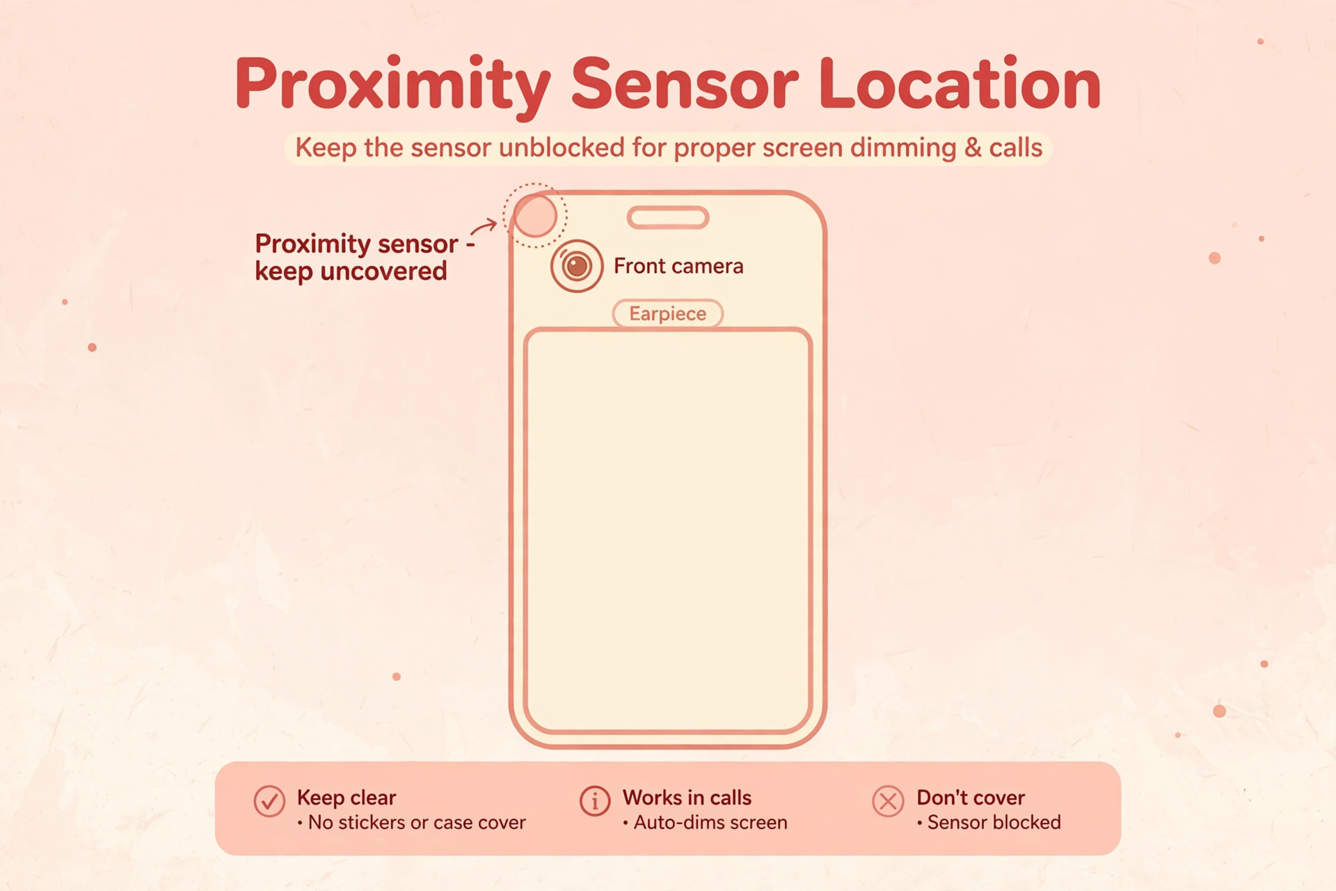 Diagram of proximity sensor location on phone