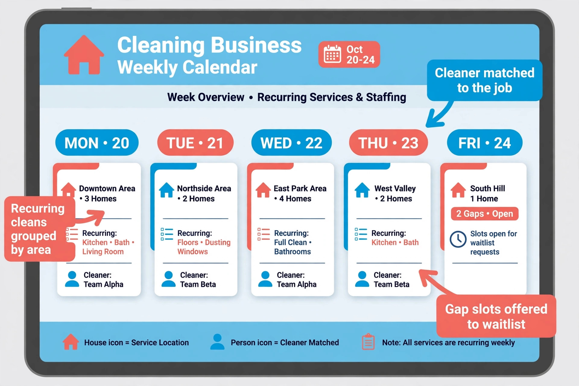 annotated image illustrating a key idea for a cleaning business