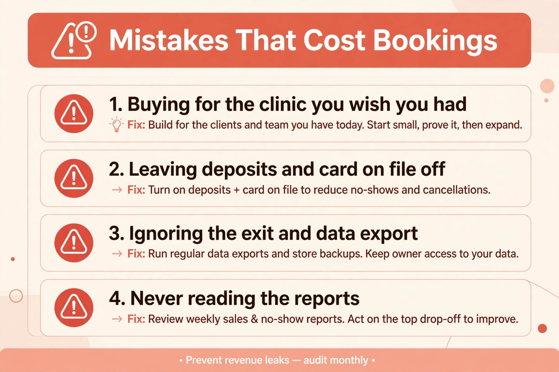 checklist visual: Mistakes That Cost Bookings