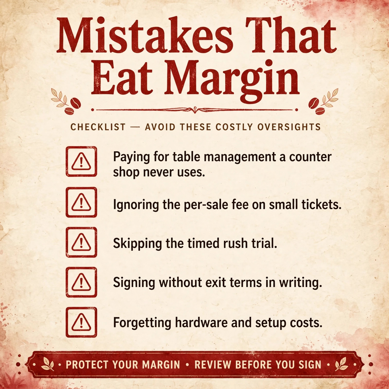 checklist visual: Mistakes That Eat Margin