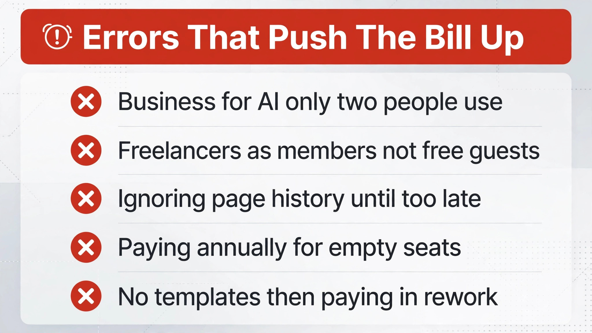 checklist visual for avoiding Notion billing errors.