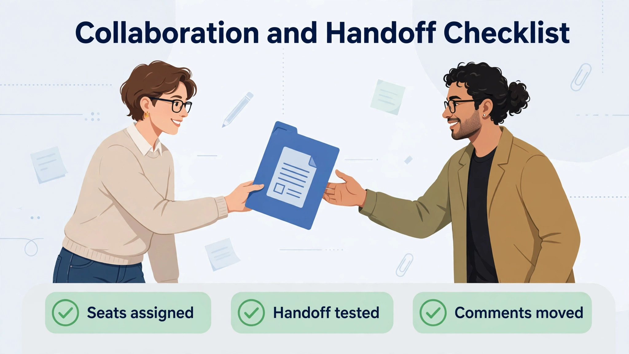 checklist visual for collaboration and handoff tasks.
