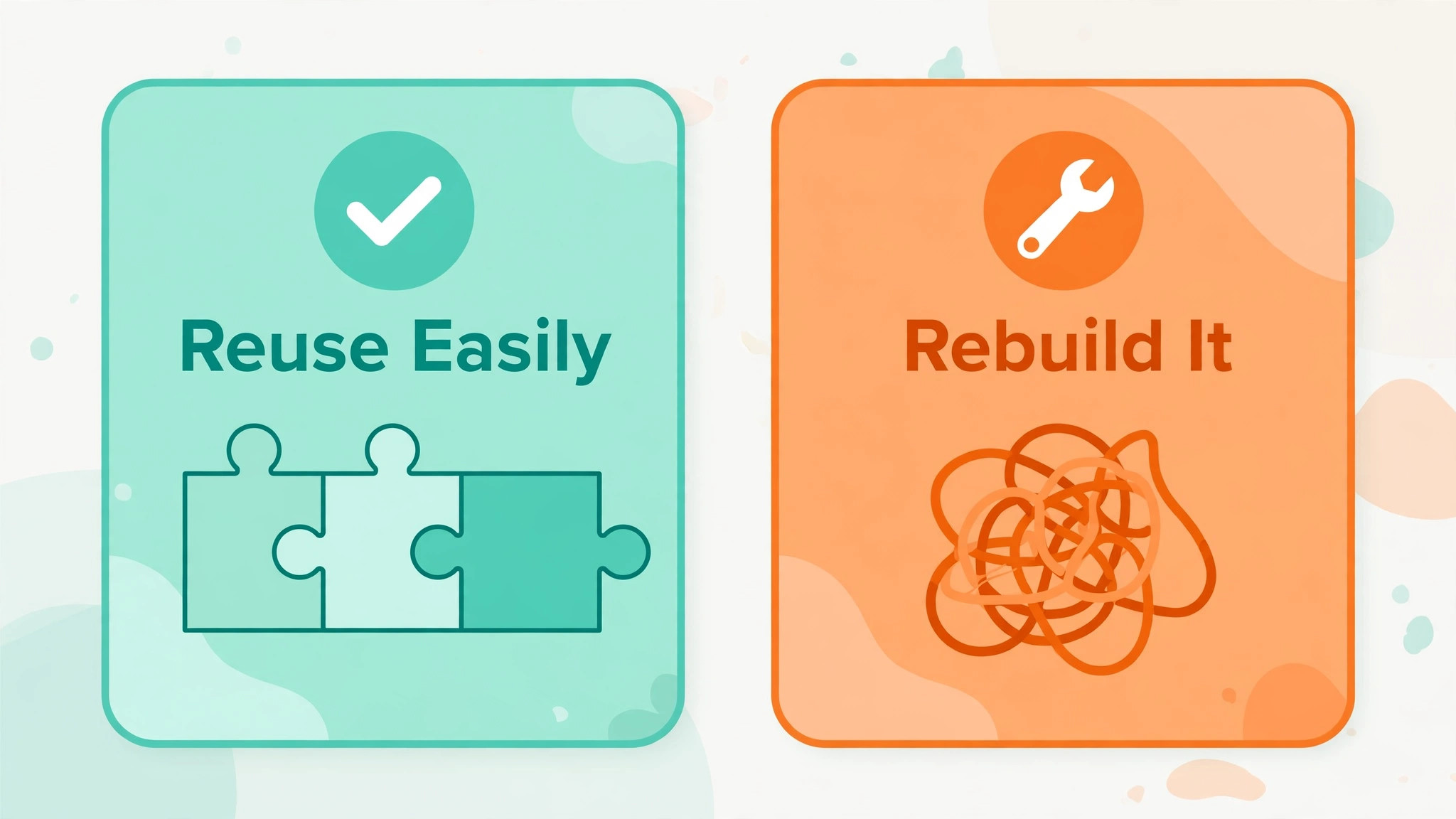 Design template that reuses easily compared with one that must be rebuilt