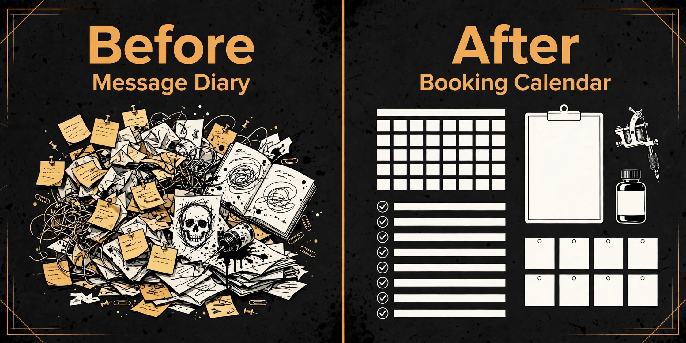 Before and after tattoo booking organisation