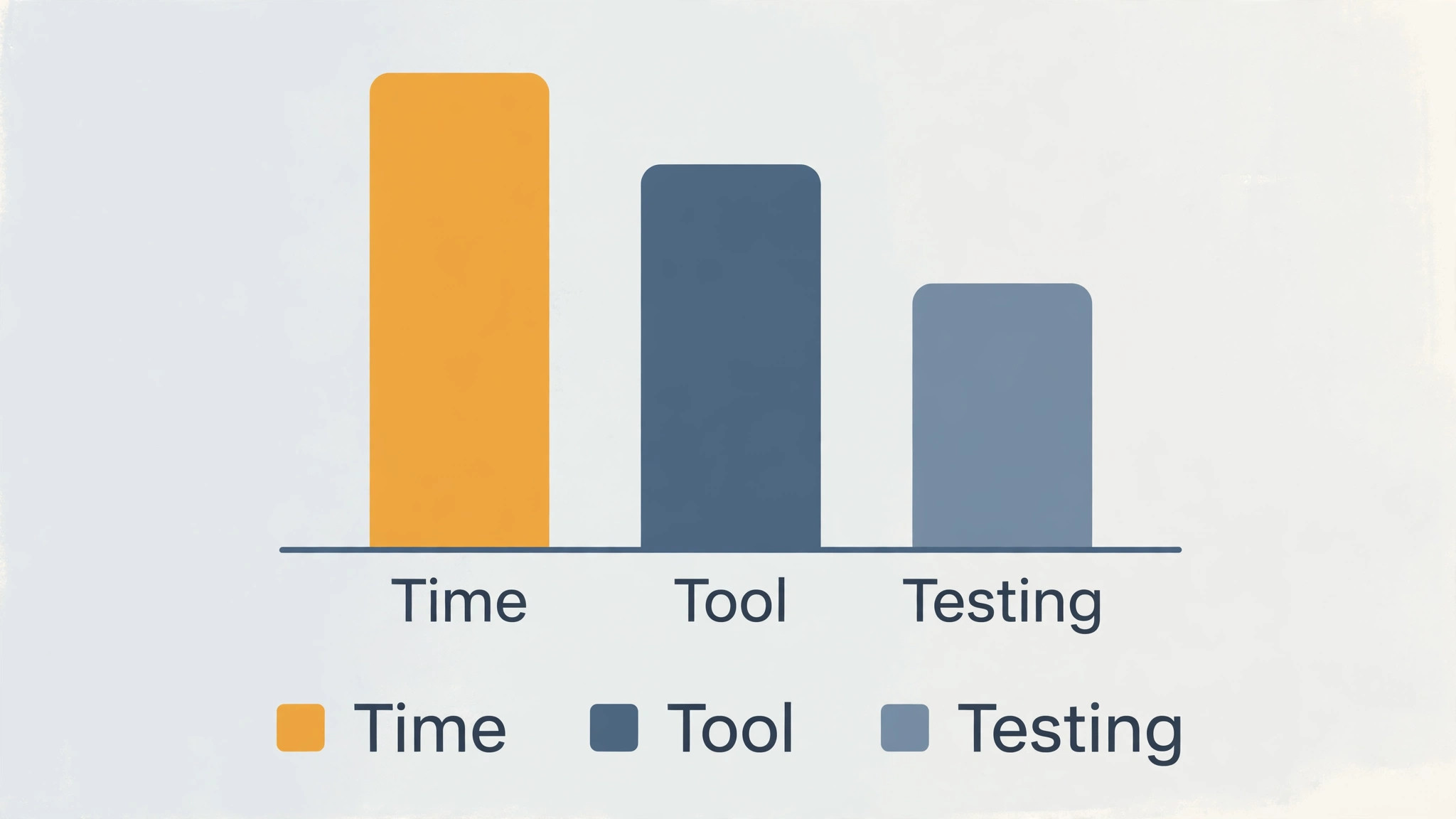 Bar chart splitting landing page effort between time, tool and testing