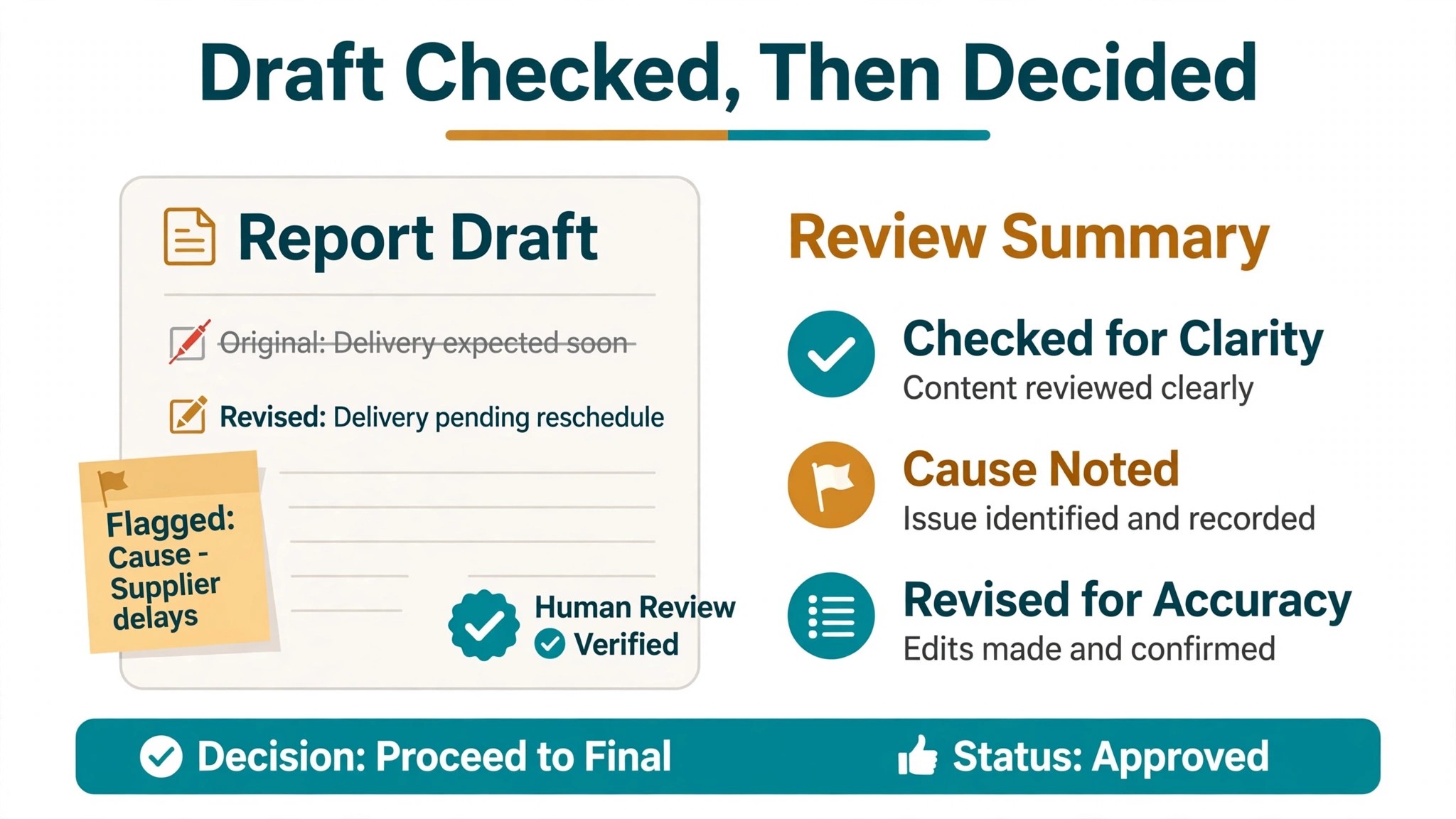 A data visual of an edited report commentary draft.