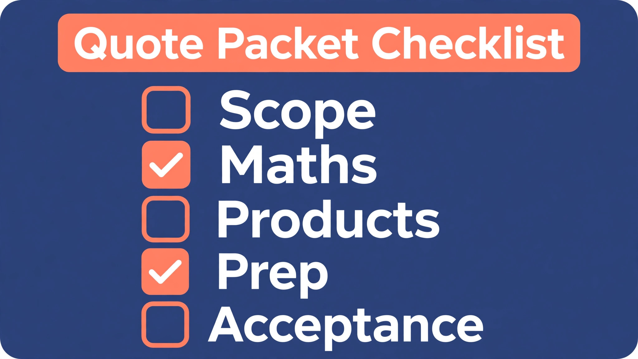 A checklist for a painting quote packet.