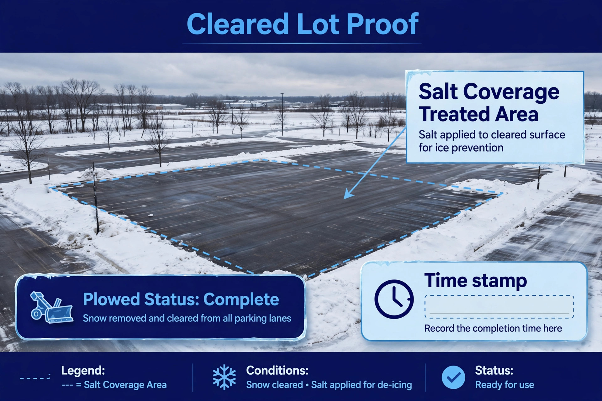 An annotated photo proving a completed snow visit.