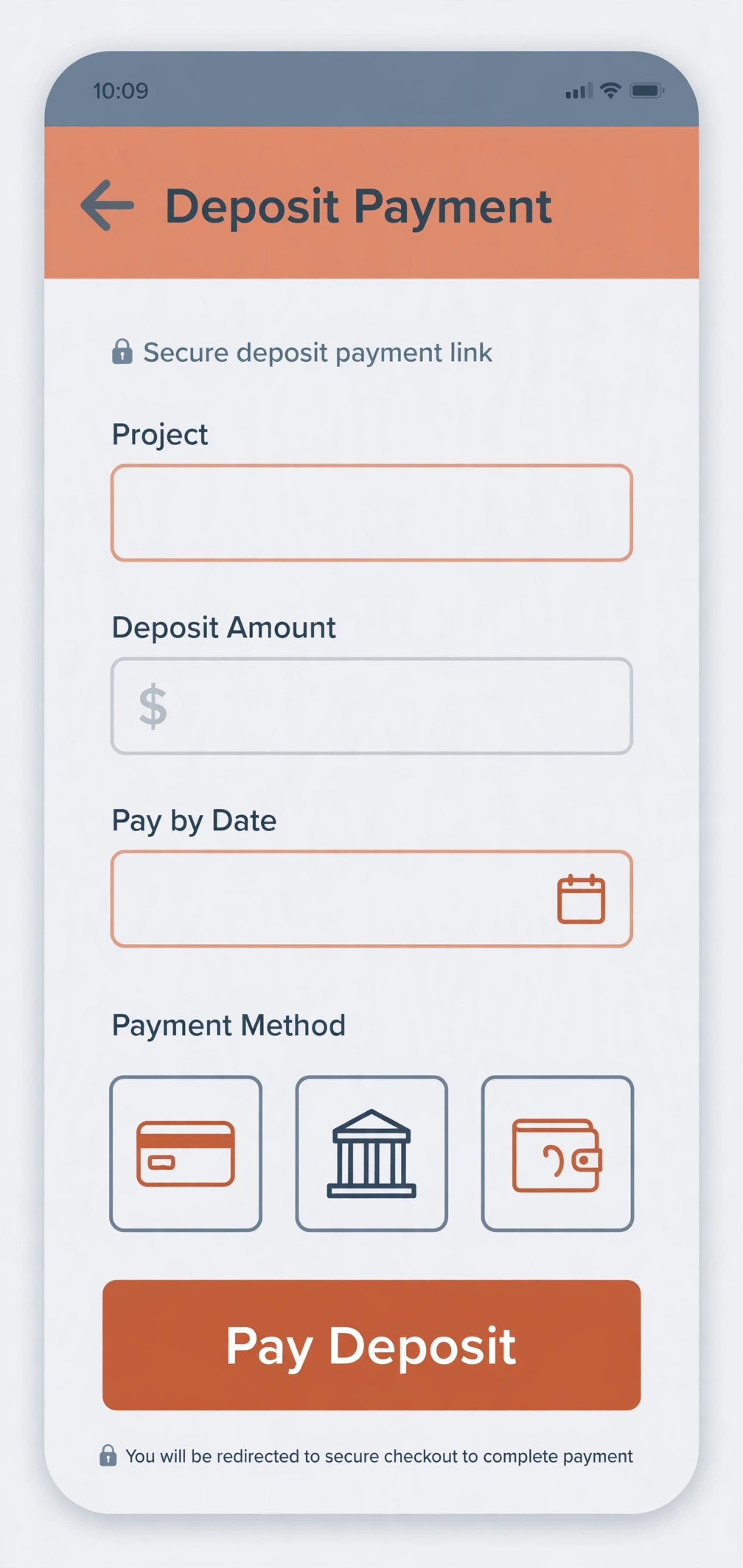 A screenshot of a deposit payment link page.