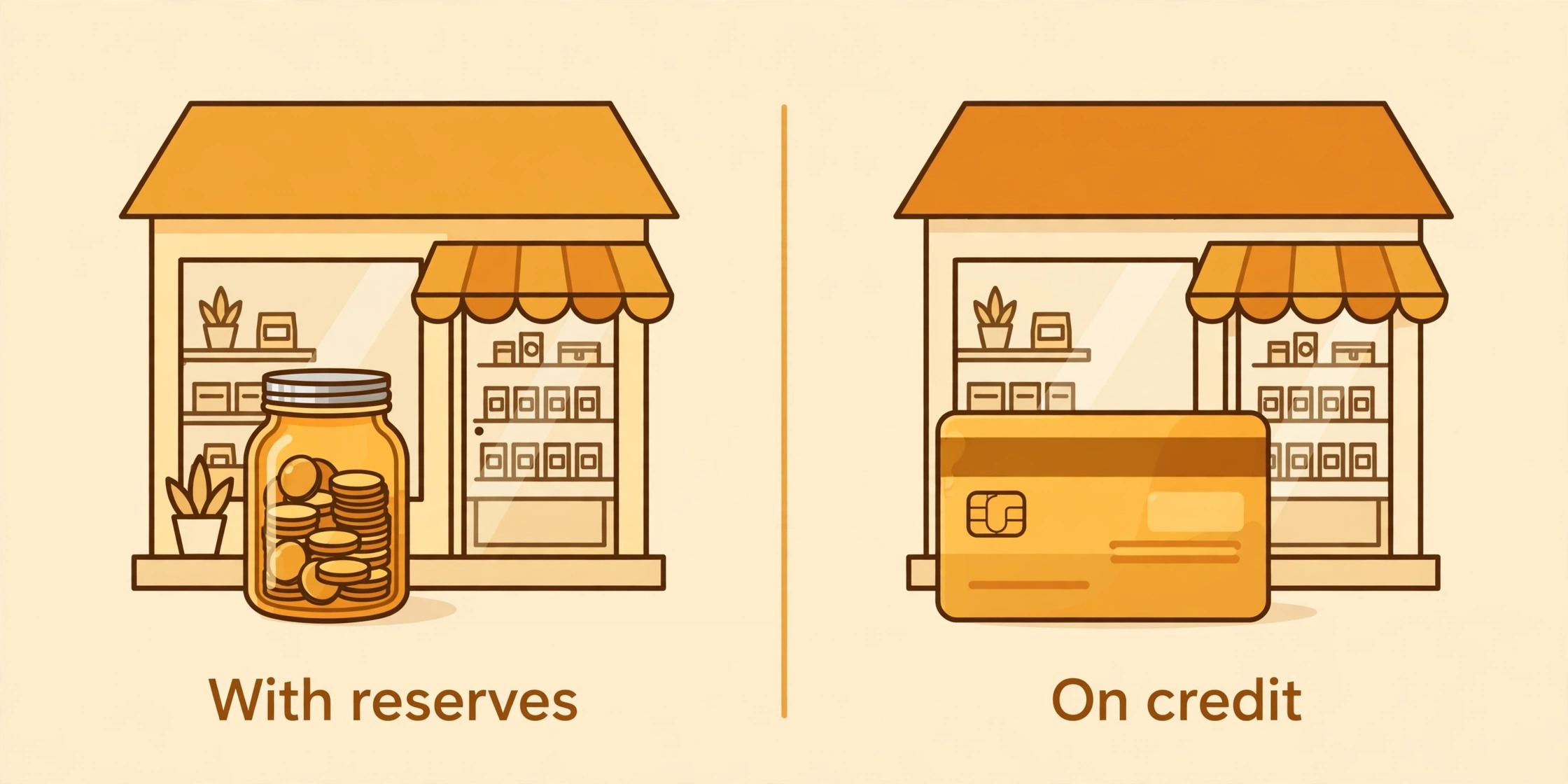 A comparison of reserve funded and credit funded slow seasons.