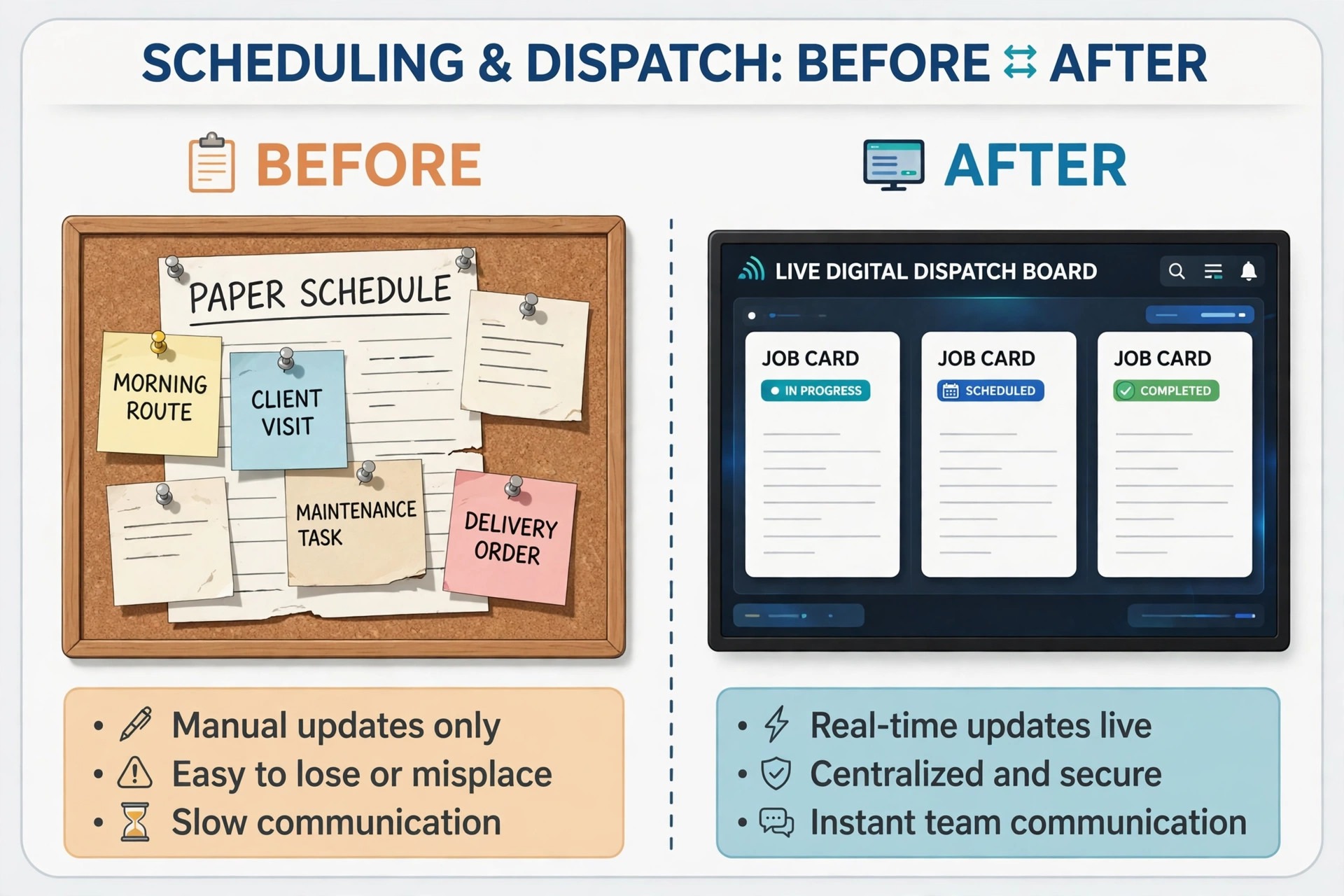 before and after HVAC dispatch comparison