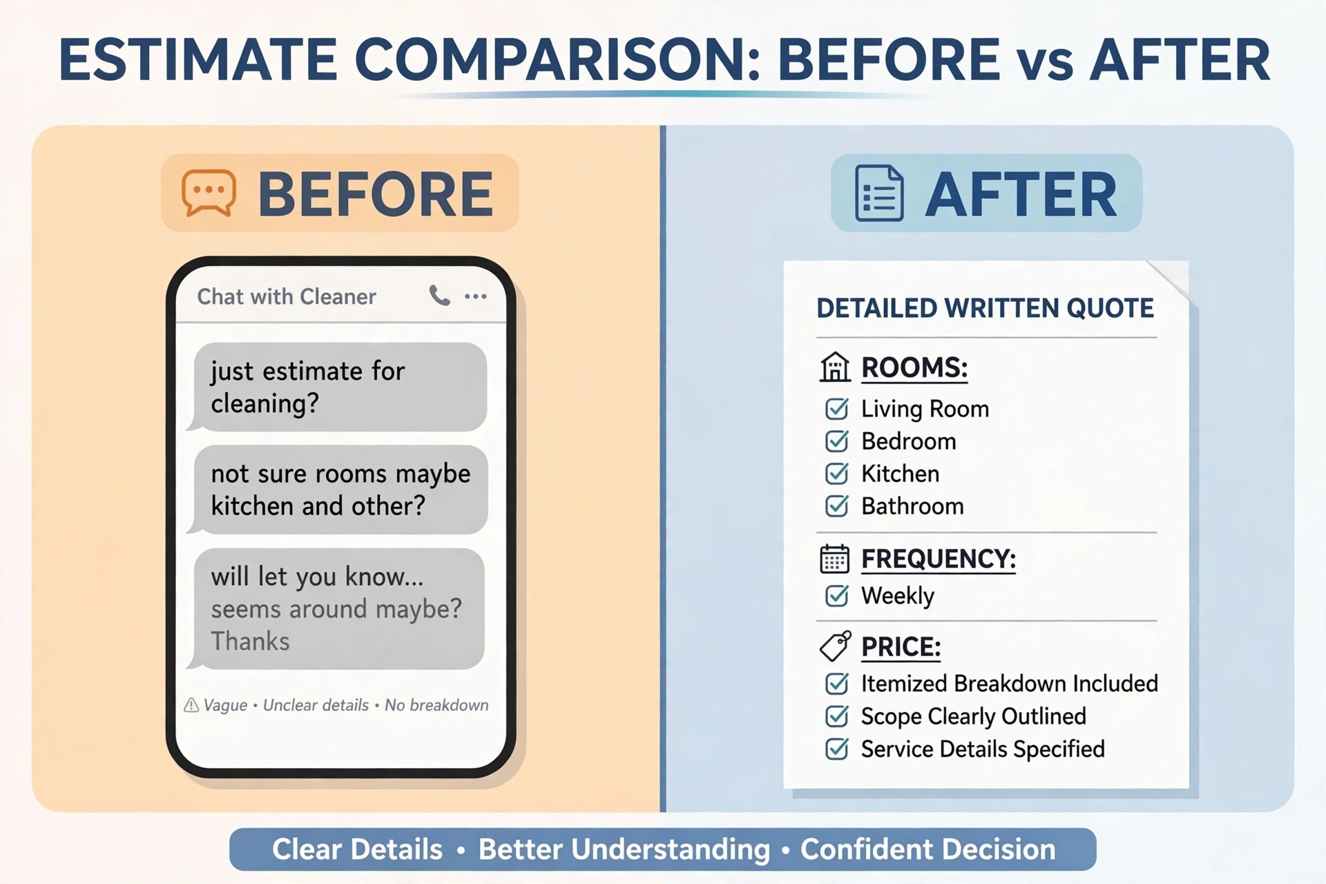 before and after cleaning quote comparison