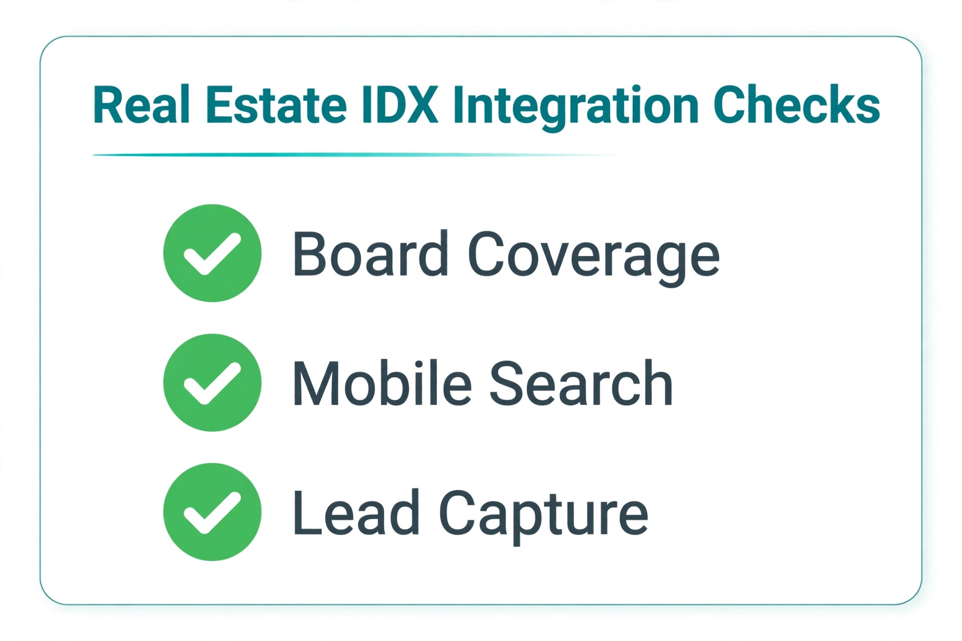 Checklist graphic for real estate IDX checks