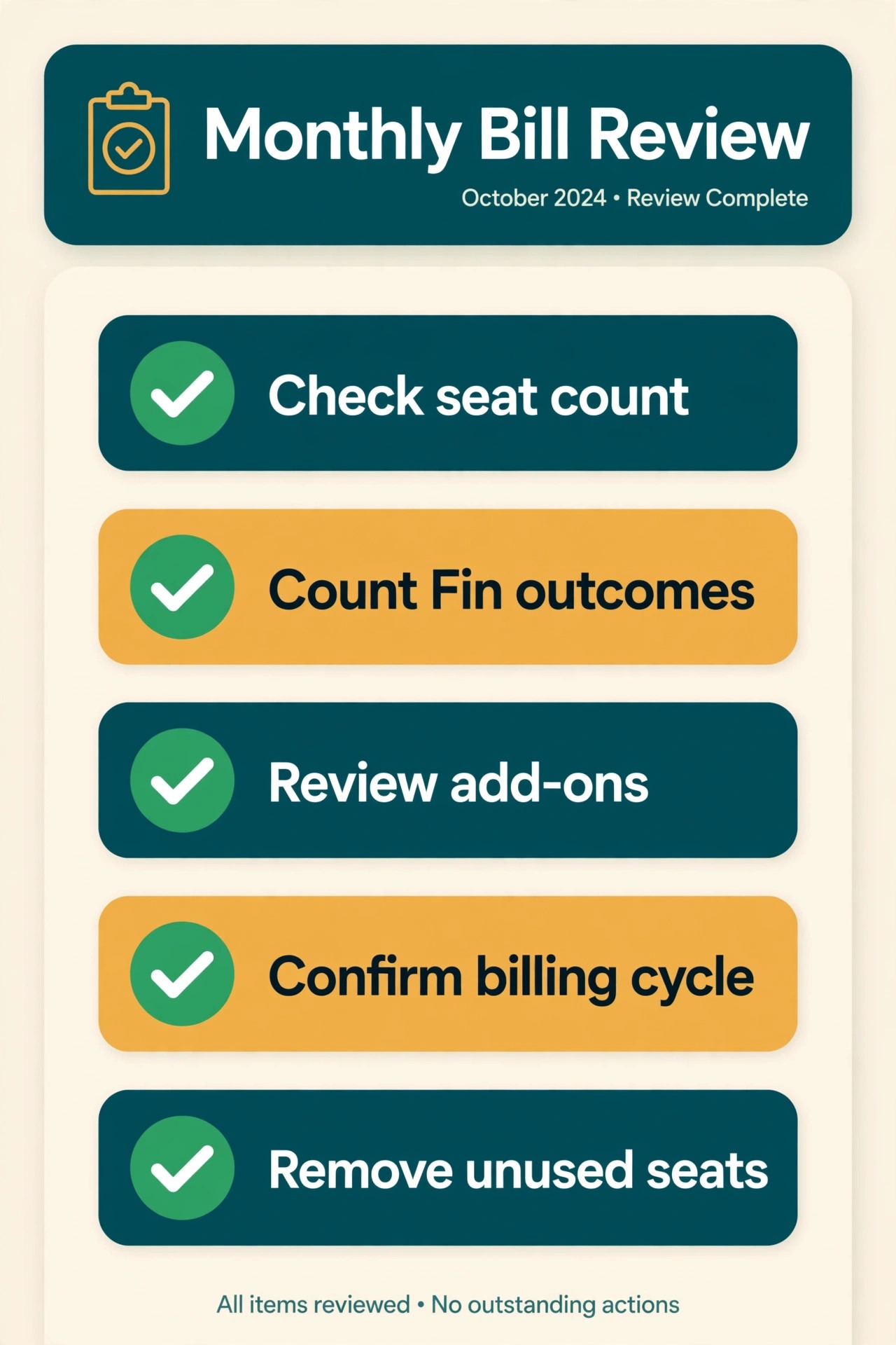 Checklist for a monthly bill review